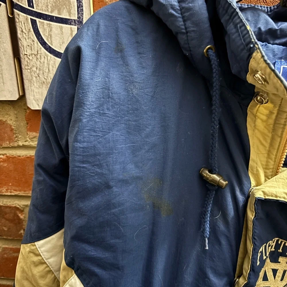 Vintage Notre Dame Fighting Irish Jacket Mens Medium Blue NCAA Starter 90s *FLAW